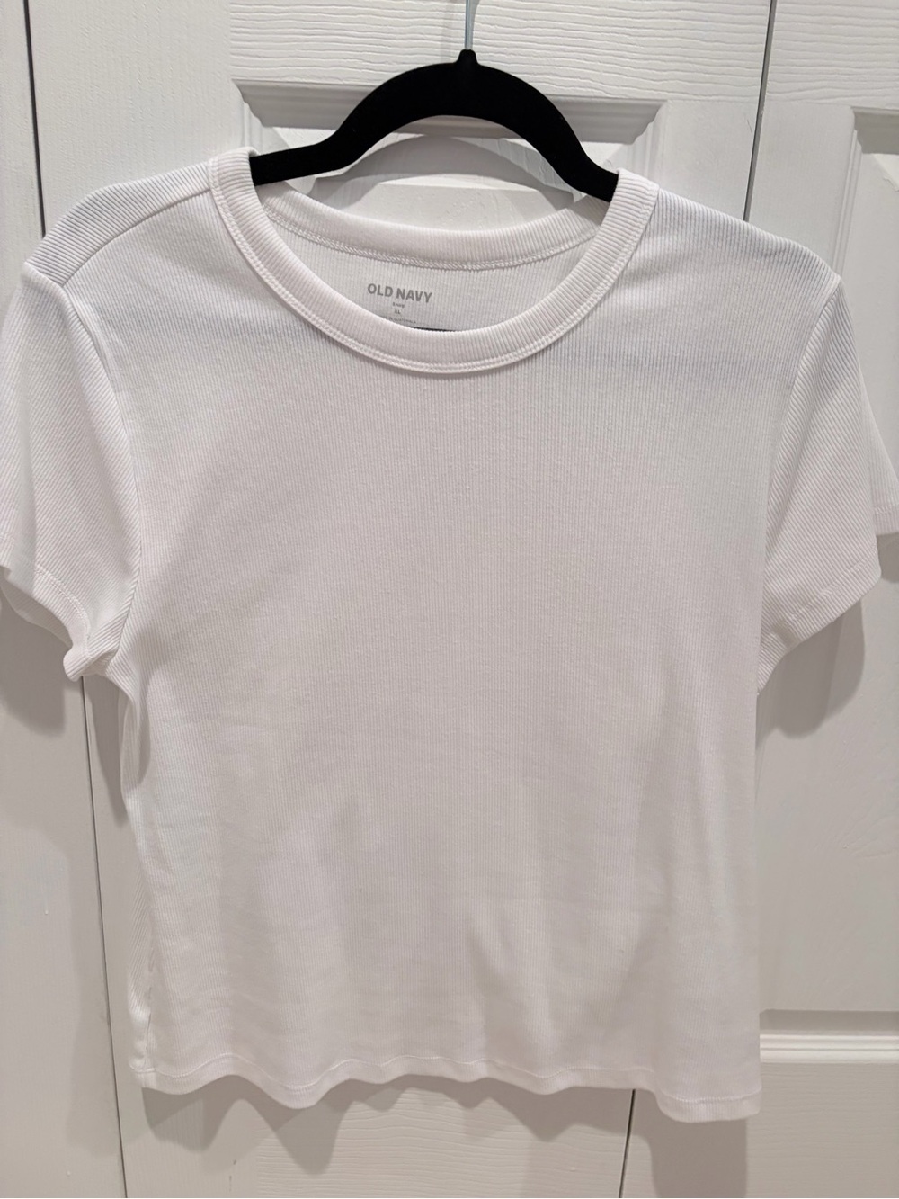 Old Navy White Ribbed Short-Sleeve Tee
